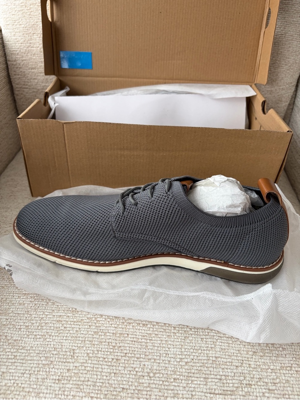 Men's Grey Knit Derby — Casual Comfort Lace-Up